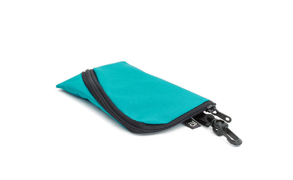 A Mini Ghost Whale Pouch in Viridian (bright teal).